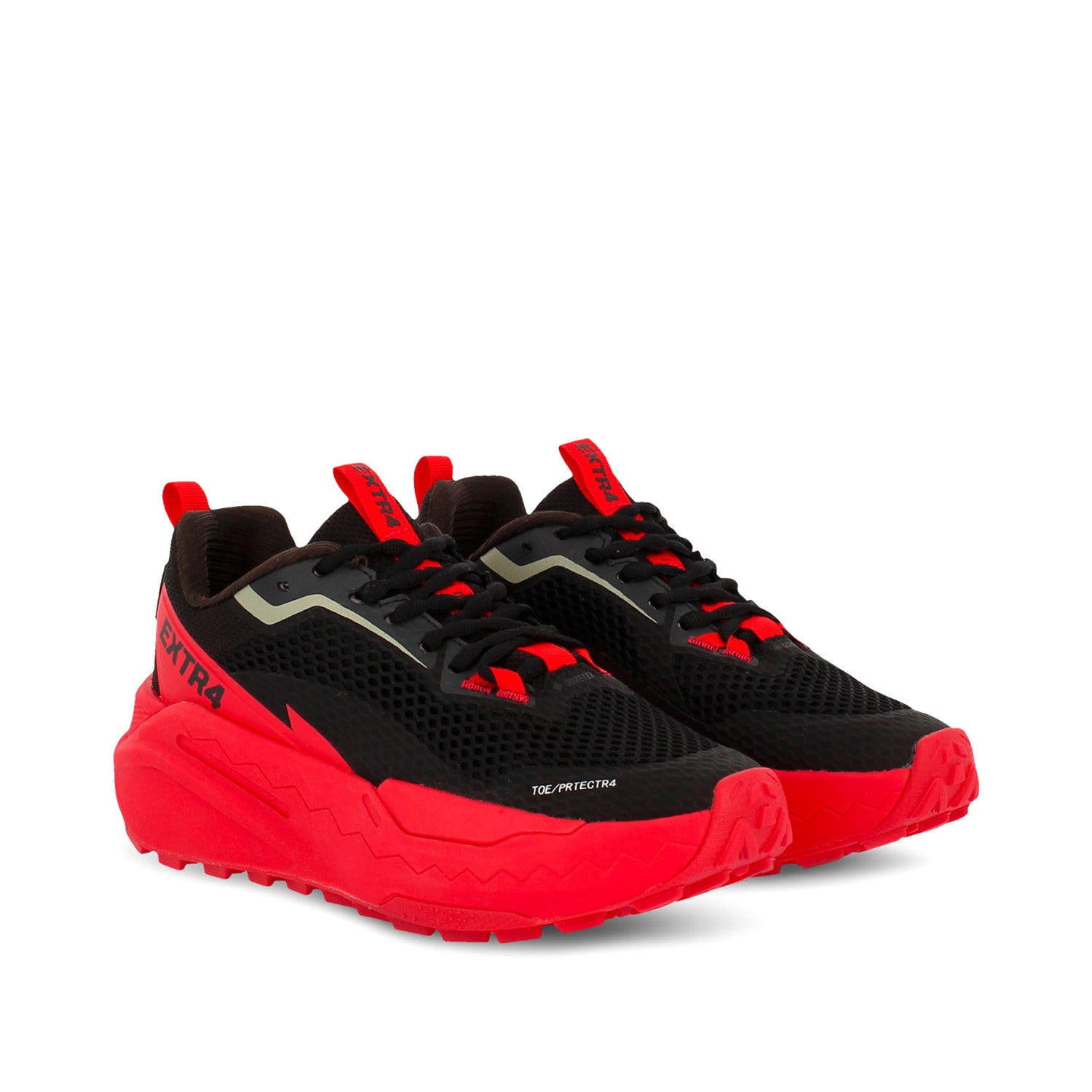 Sneakersy EXTR4 – czerwone, sportowe, GORE-TEX - widok pod kątem.