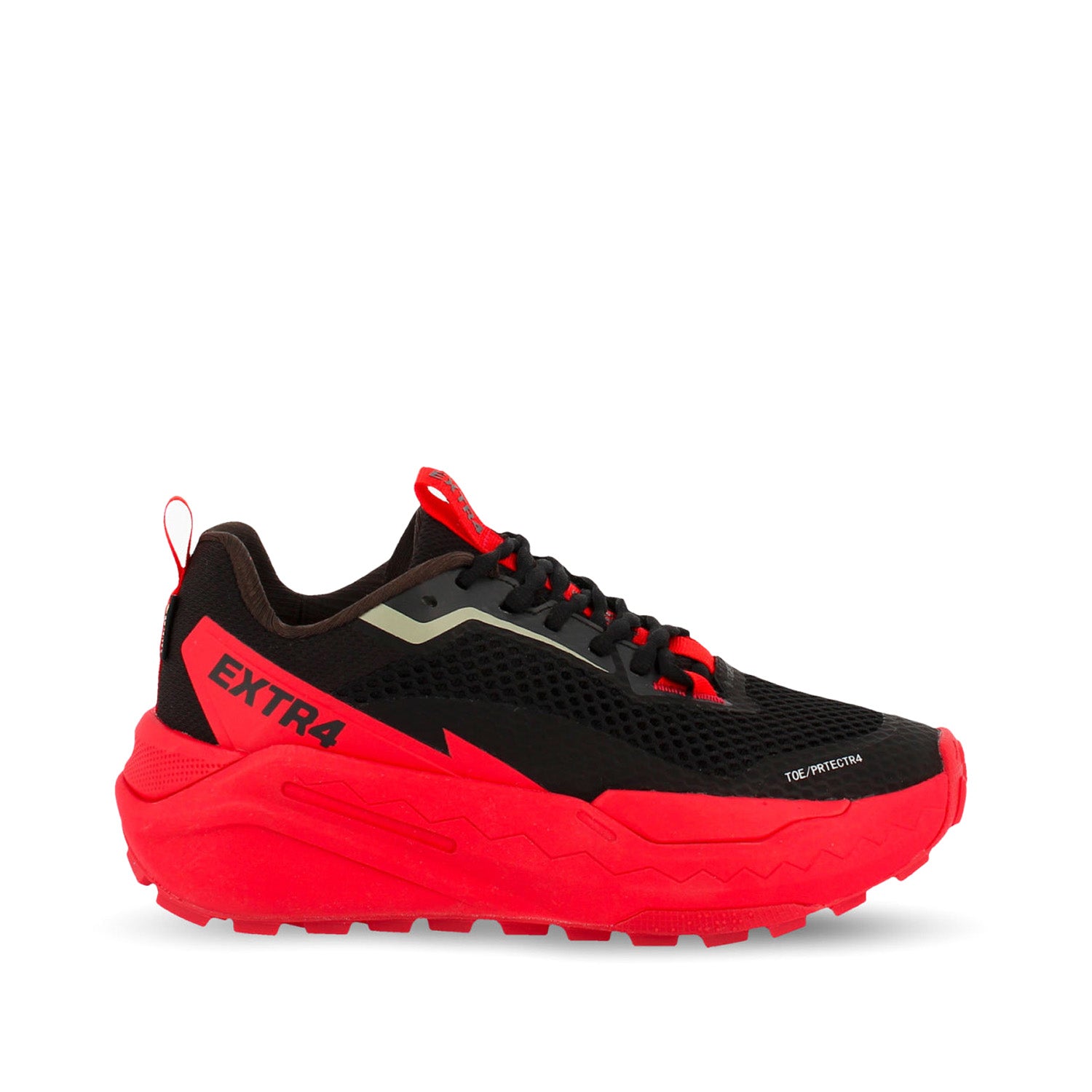 Sneakersy EXTR4 – czerwone, sportowe, GORE-TEX - widok z boku.