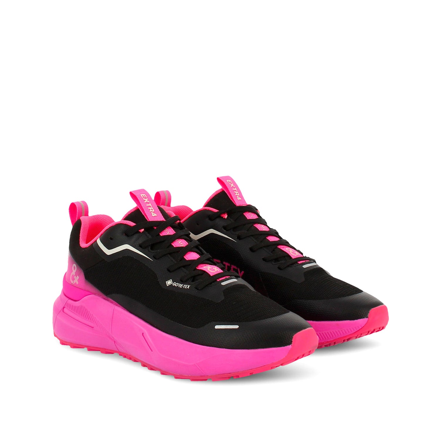 Sneakersy EXTR4 – różowe, sportowe, GORE-TEX - widok pod kątem.