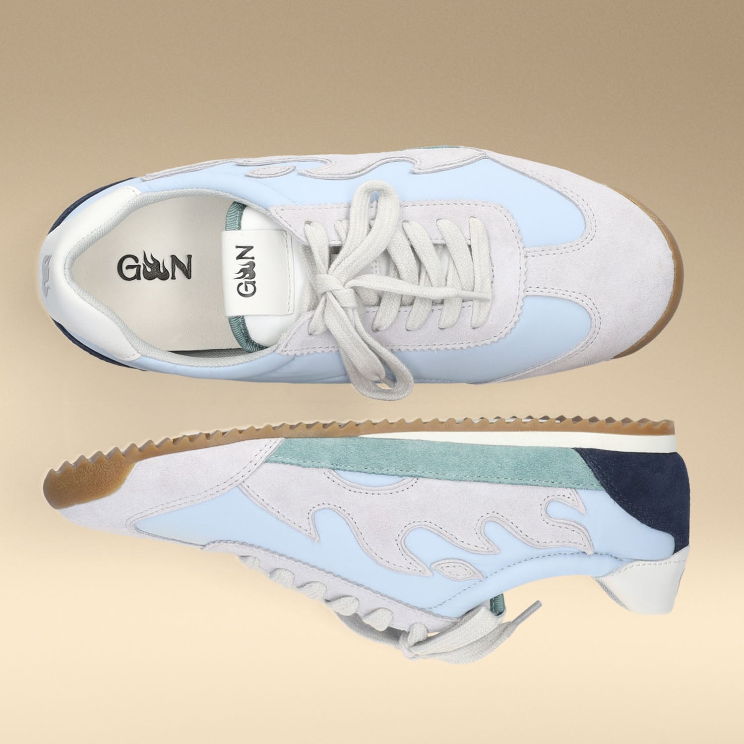 Sneakersy Gamin – niebieskie, zamszowe, sportowe - widok z góry