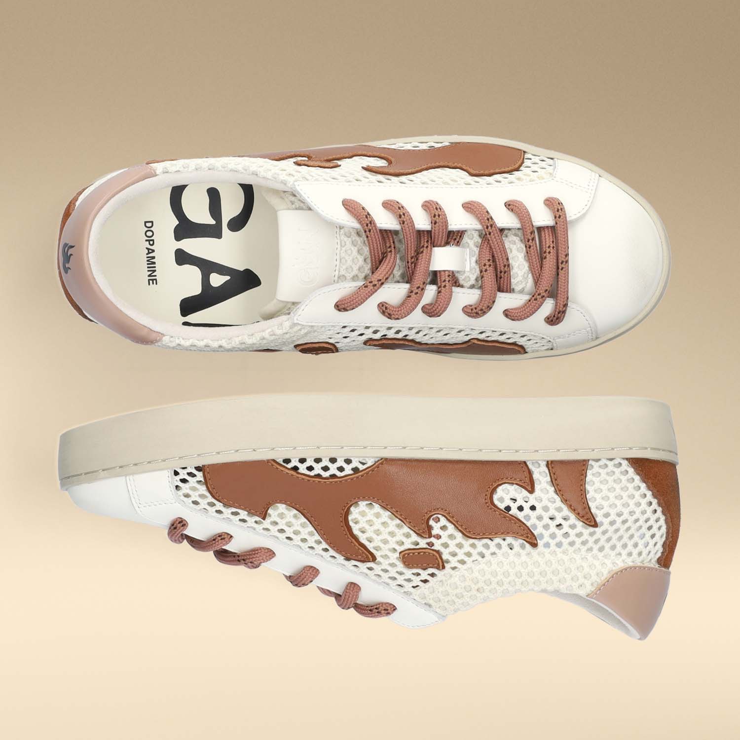 Skórzane sneakersy damskie Bibi Lou Gamin Dopamine w białym kolorze - widok z góry