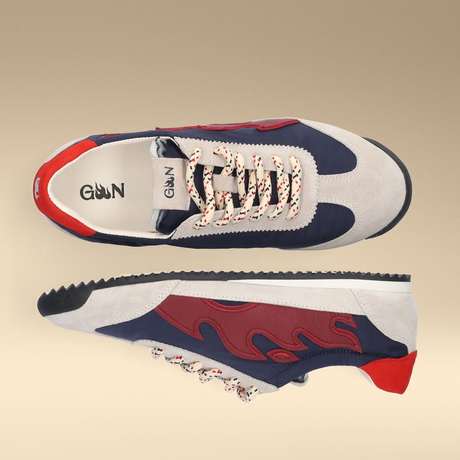 Skórzane sneakersy damskie Bibi Lou Gamin Nova granatowe z płominiem - widok z góry