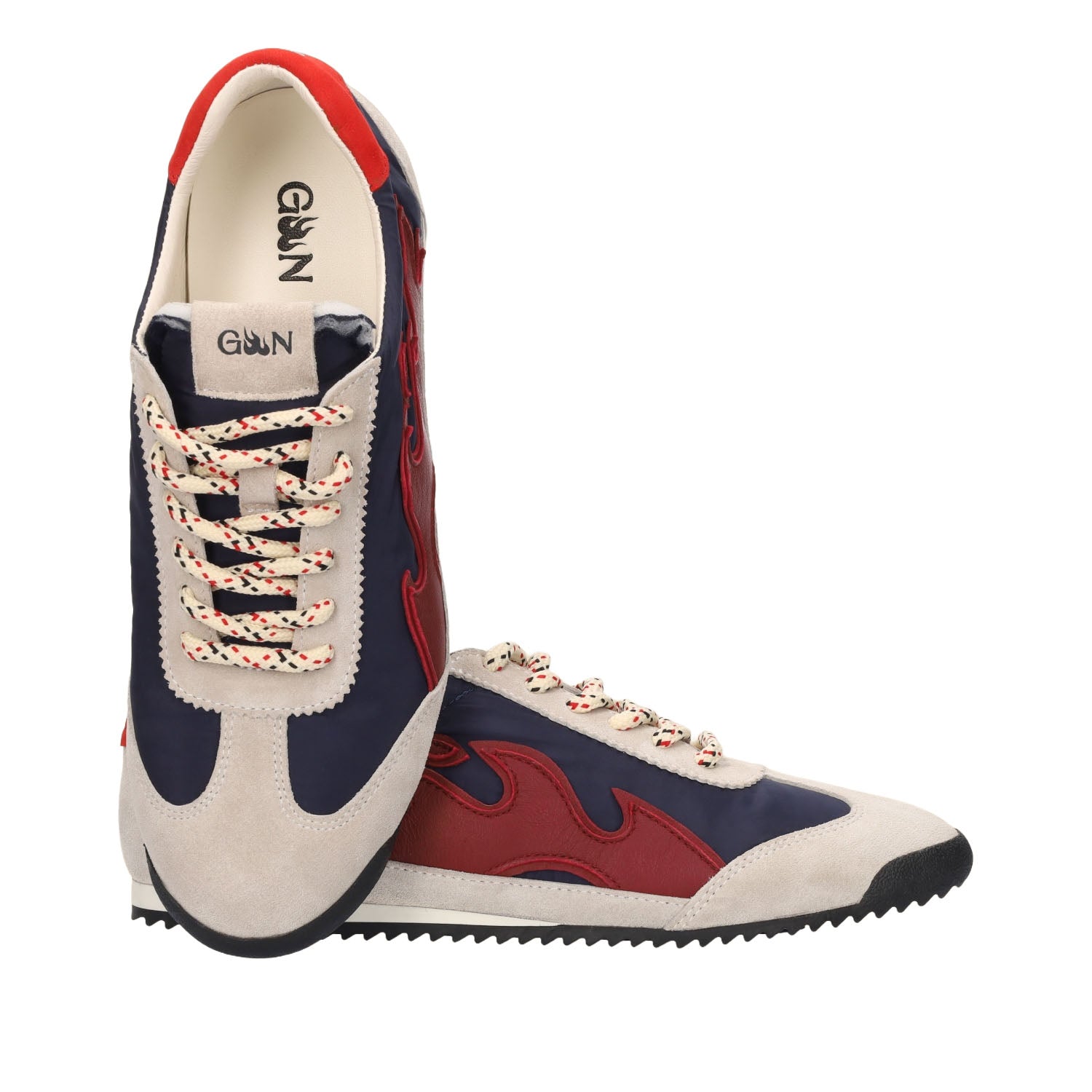 Skórzane sneakersy damskie Bibi Lou Gamin Nova granatowe z płominiem - widok z przodu