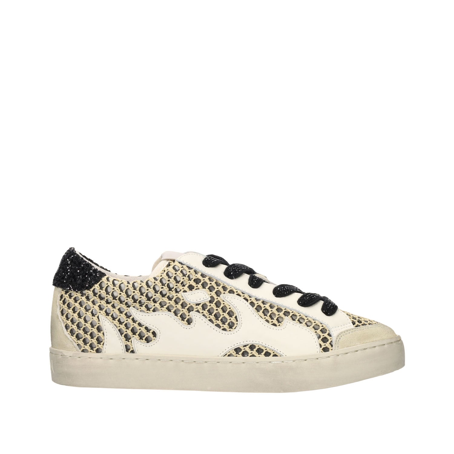 Sneakersy damskie Bibi Lou Gamin Dopamine skórzane w kremowym kolorze - widok z boku.