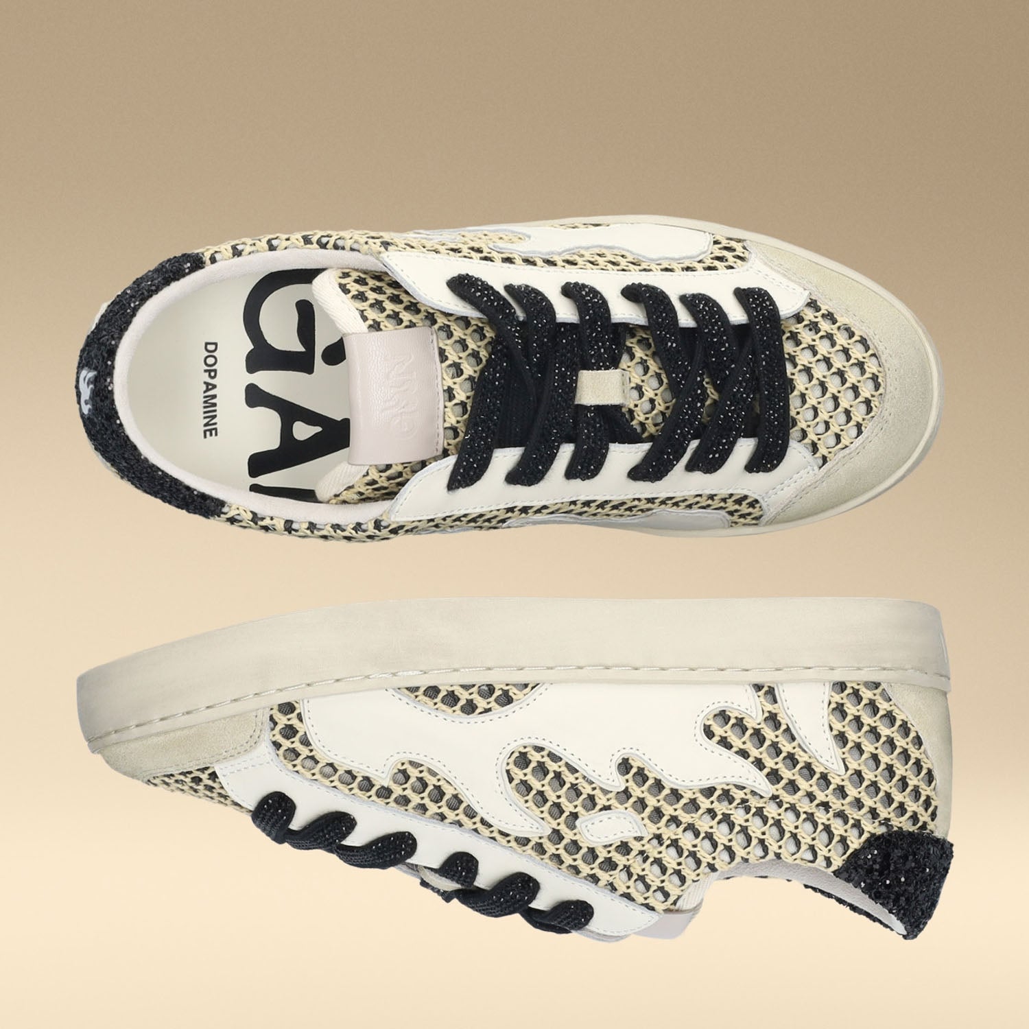 Sneakersy damskie Bibi Lou Gamin Dopamine skórzane w kremowym kolorze - widok z góry