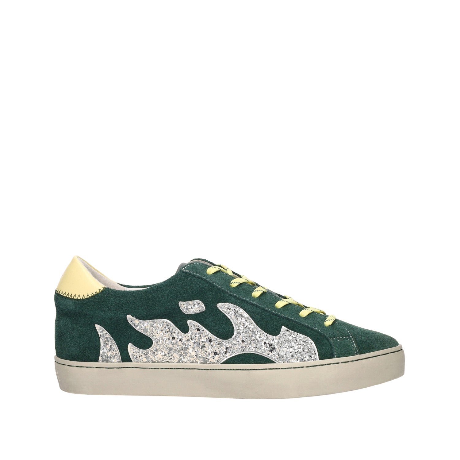 Sneakersy damskie Bibi Lou Gamin Dopamine zielone z brokatem - widok z boku