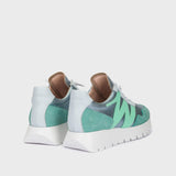 Sportowe sneakersy Wonders, skórzane, w odcieniach niebieskiego - widok z tyłu.