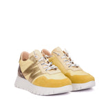 Sneakersy Wonders – żółte, skórzane, panterka