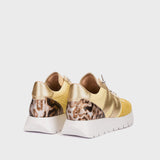 Sneakersy Wonders – żółte, skórzane, panterka