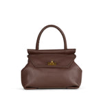 Torebka włoskiej marki Plinio Visona – brązowa, włoska, kuferek - widok z przodu.