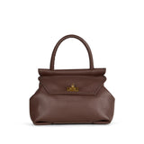 Torebka włoskiej marki Plinio Visona – brązowa, włoska, kuferek - widok z przodu.