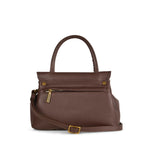 Torebka włoskiej marki Plinio Visona – brązowa, włoska, kuferek - widok z tyłu.