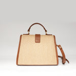 Torebka Ripani – skórzana, rafia, włoska, typu kuferek - widok z tyłu.