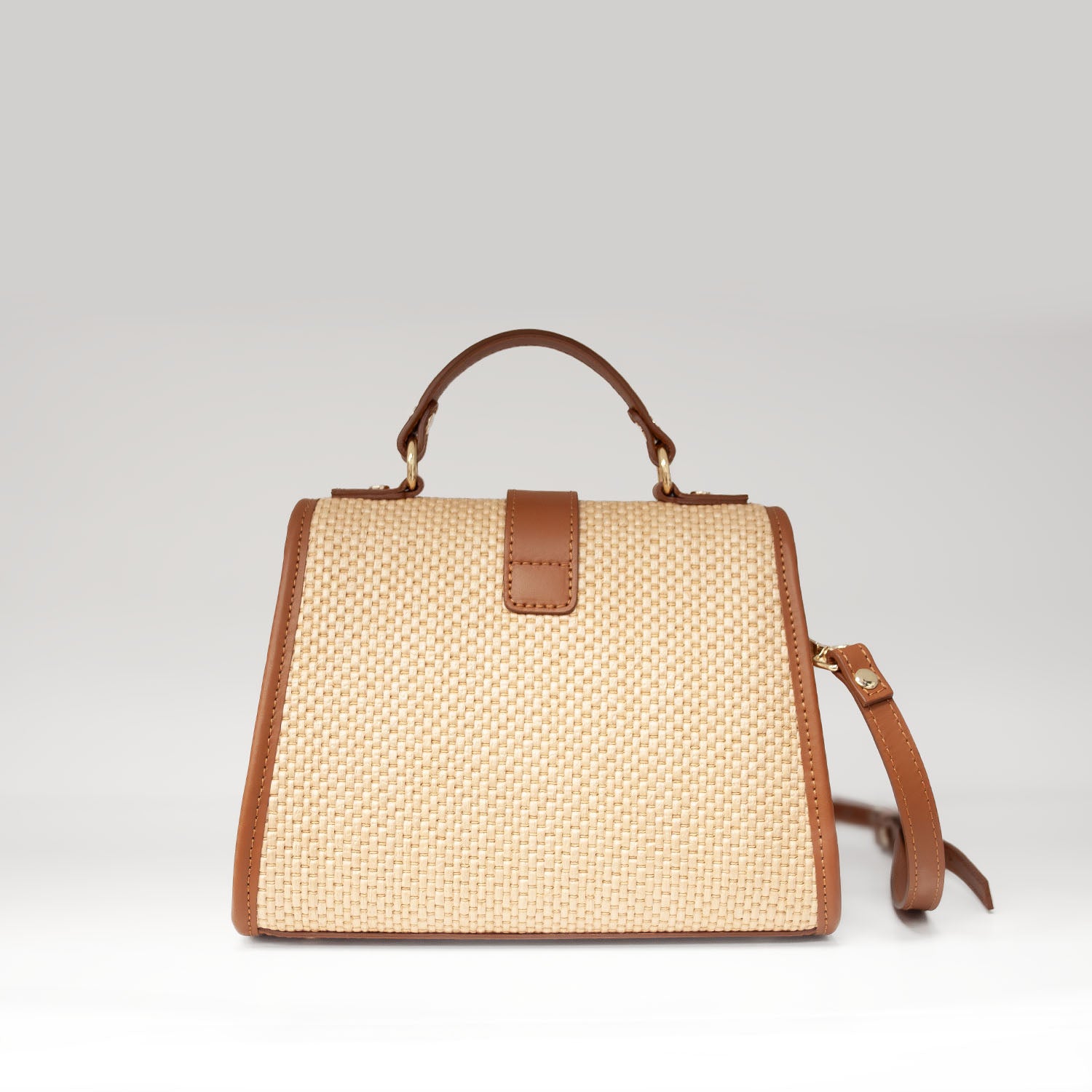 Torebka Ripani – skórzana, rafia, włoska, typu kuferek - widok z tyłu.