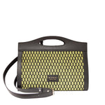Torebka Ripani – zielona, włoska, typu kuferek z naturalnej skóry oraz naturalnej rafii - widok z przodu.