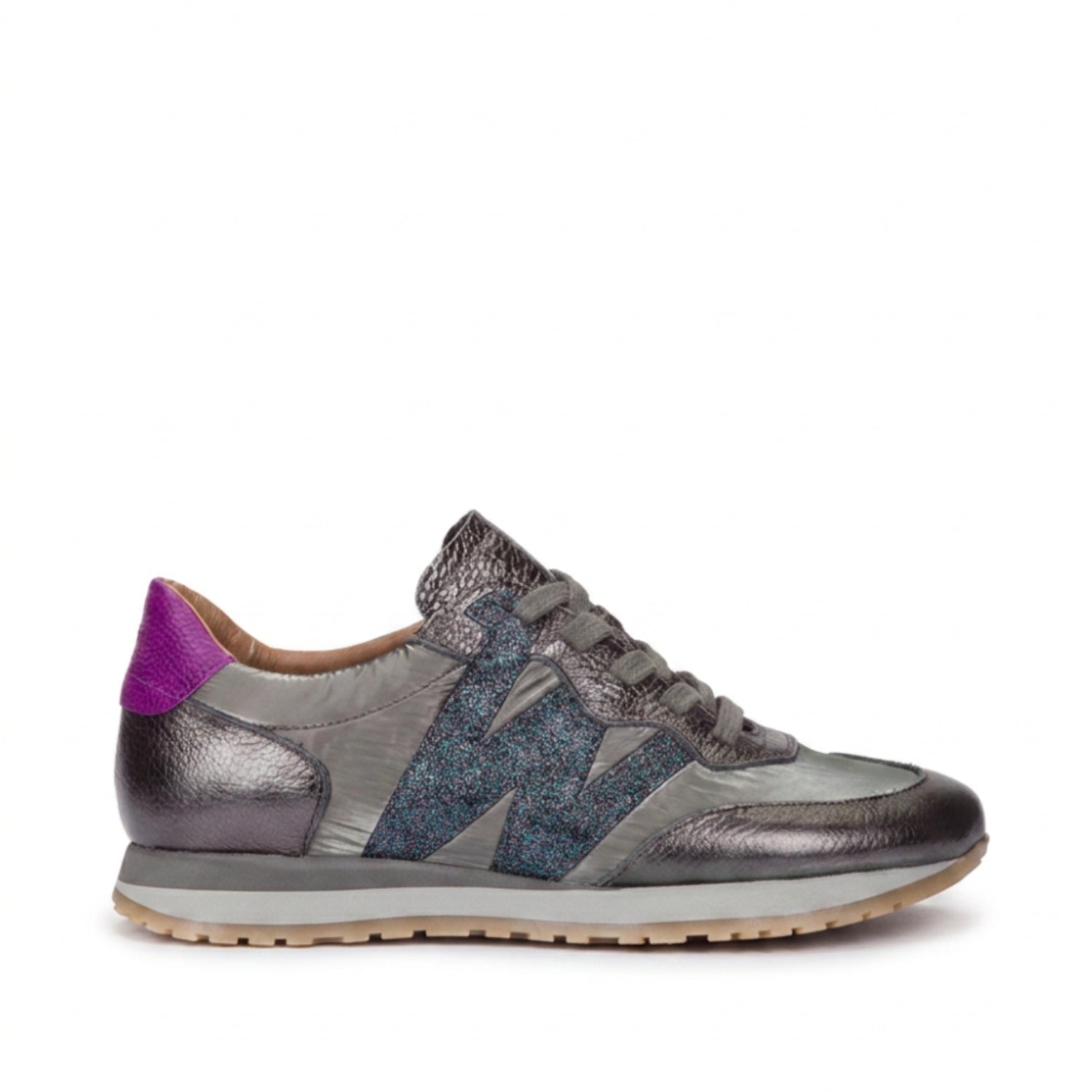 Sneakersy Wonders – skórzane, szare, sportowe - widok z boku